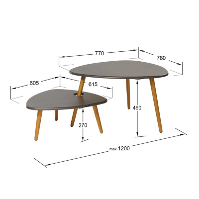 Стол журнальный Стилгрей серый лен 
