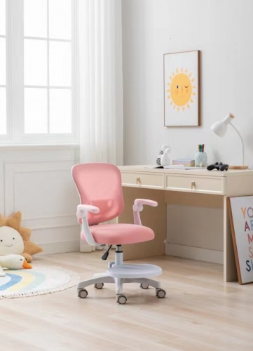 Кресло с регулировкой высоты Calviano Comfy розовое с подножкой 