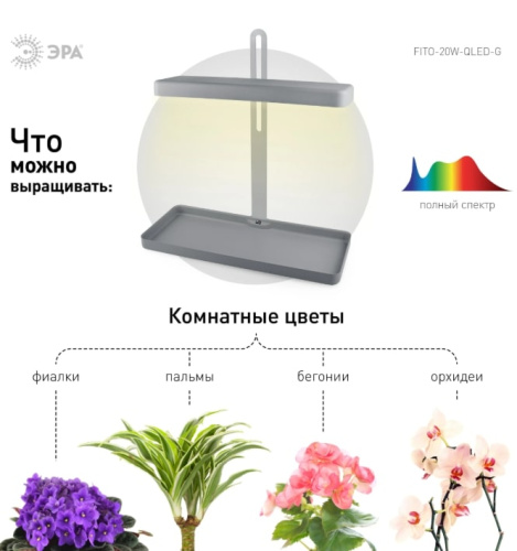 Светильник для растений ЭРА FITO-20W-QLED-G / Б0039035