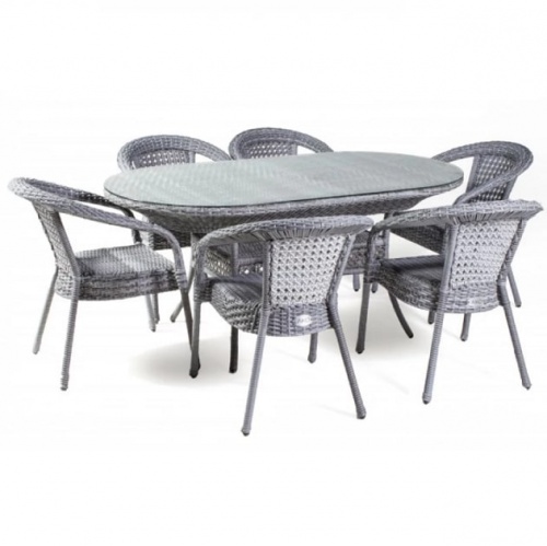 Комплект мебели CAMELLIA с овальным столом серый