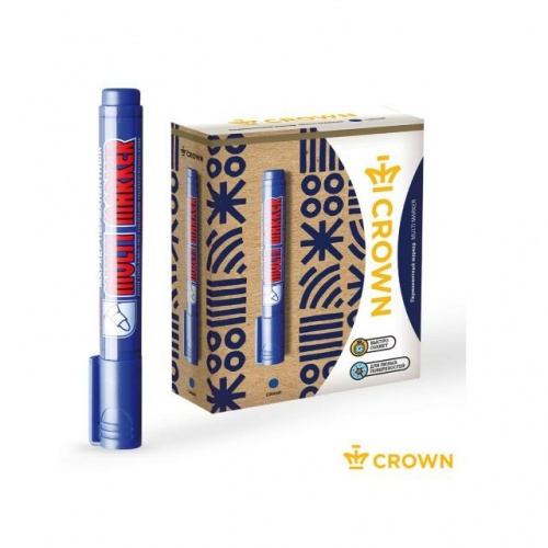 Маркер промышл. перманентный фетровый синий CROWN MULTI MARKER (толщ. линии 3.0 мм. Цвет синий) (CROWN маркеры) (CPM-800blue)