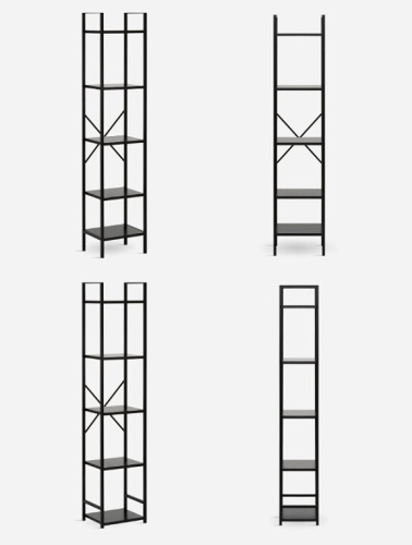 Стеллаж Leset Стилвуд 15 узкий 5 полок черный 