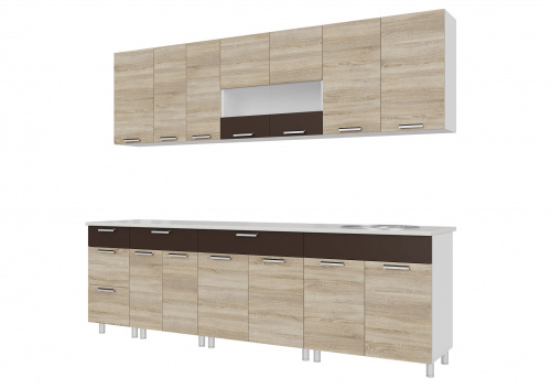 Кухонный гарнитур SV-мебель Арабика (2,6 м) 720 Дуб Сонома/Арабика/Корпус белый 