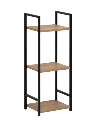 Стеллаж Leset Стилвуд 13 узкий 3 полки черный дуб крафт золотой 