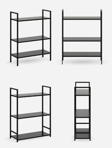 Стеллаж Leset Стилвуд 23 широкий 3 полки черный 