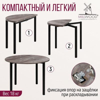 Стол-консоль Далис 2 сосна пасадена металл графит 