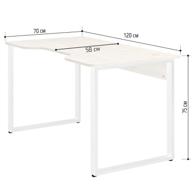 Стол геймерский Гонконг ДТ-3 130x70x75 дуб белый металл белый 