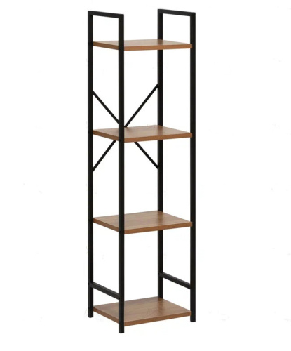 Стеллаж Leset Стилвуд 14 узкий 4 полки черный орех лион светлый 