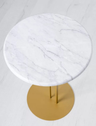 Стол приставной МеталлАрт М015 белый мрамор золото 