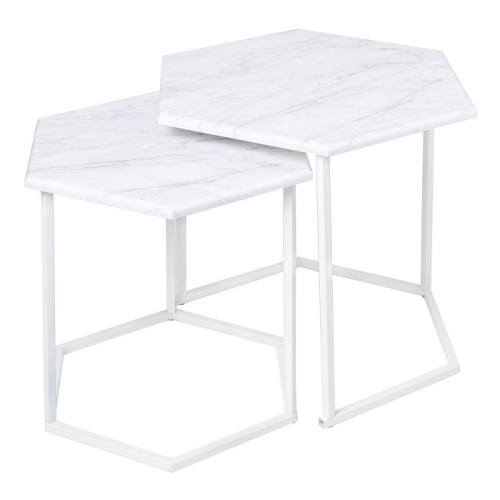 Стол журнальный МеталлАрт М003 белый мрамор 