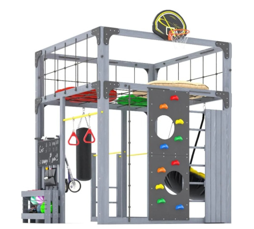 Детская площадка для дачи Савушка КУБ-1 Серый с подушками