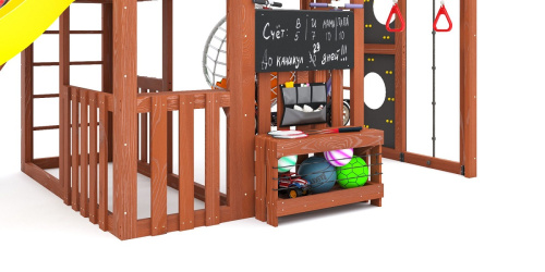 Детская площадка для дачи Савушка КУБ-3 Махагон с подушками и коконом