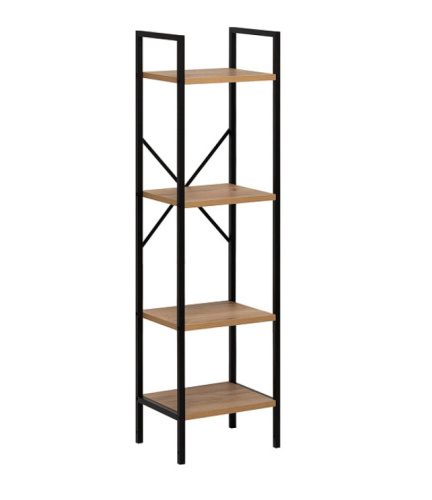 Стеллаж Leset Стилвуд 14 узкий 4 полки черный дуб крафт золотой 