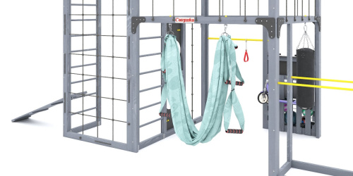 Детская площадка для дачи Савушка КУБ-2 Серый с гамаком для йоги