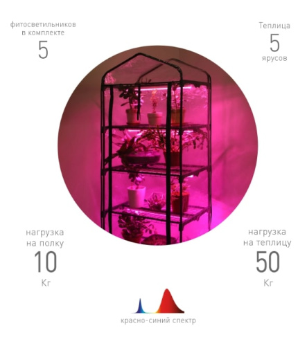 Теплица переносная ЭРА Fito-House-5 со светильниками / Б0057743