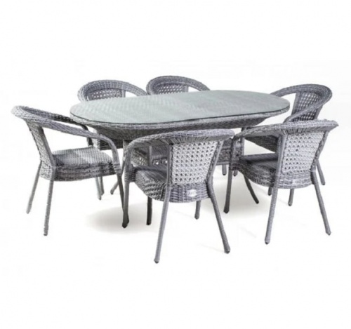 Стол обеденный овальный CAMELLIA серый