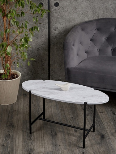 Стол журнальный МеталлАрт М025 белый мрамор 