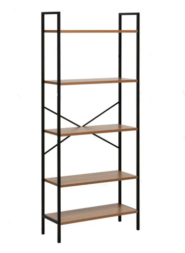 Стеллаж Leset Стилвуд 25 широкий 5 полок черный орех лион светлый 