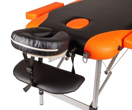 Массажный стол  складной 60 см 3-с алюминиевый черно-оранжевый