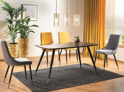 Стол обеденный SIGNAL CYRYL I эффект черного камня черный золотой 