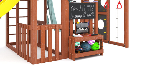 Детская площадка для дачи Савушка КУБ-3 Махагон с гамаком для йоги