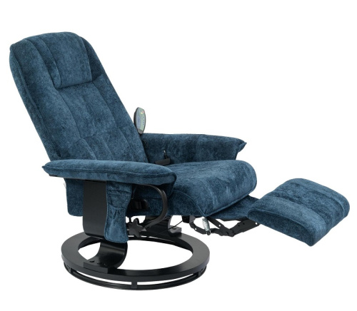 Кресло вибромассажное с пуфом CALVIANO 22 синий плюш 