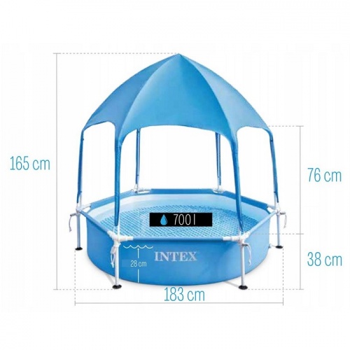 Бассейн Intex Metal Frame с навесом 183x38см (28209NP)