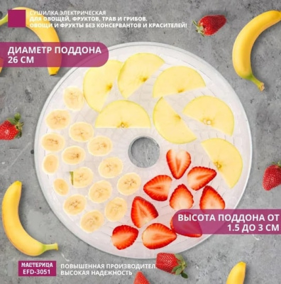 Сушилка для овощей и фруктов Мастерица EFD-3051 белый золото
