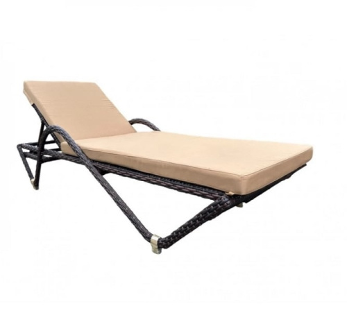 Шезлонг Relax 7019П серо-коричневый с бежевой подушкой