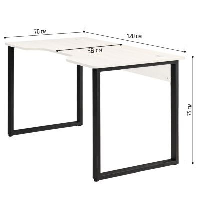 Стол геймерский Гонконг ДТ-3 120x70x75 дуб белый металл черный 