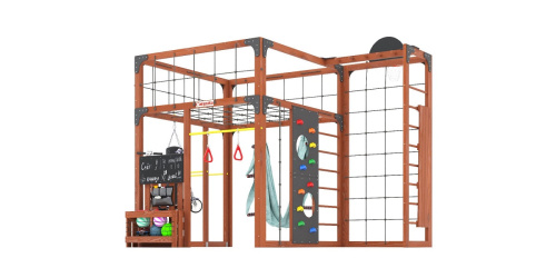 Детская площадка для дачи Савушка КУБ-2 Махагон с гамаком для йоги