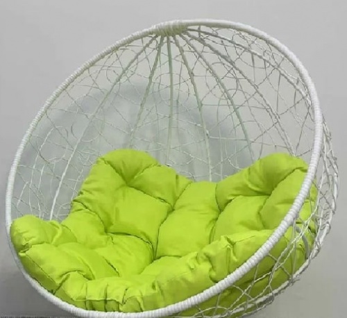 Кресло-шар для отдыха LUNA белый подушка салатовый