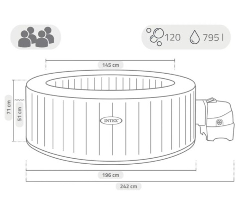Бассейн-джакузи Intex 196x71 см (28426GN) оливковый