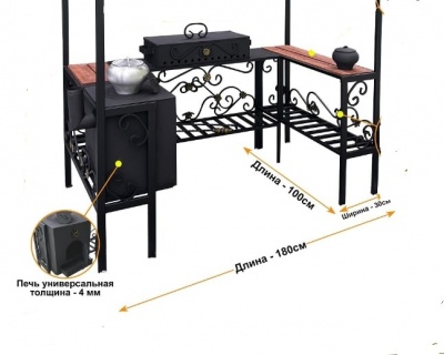 Мангал-беседка Царский кованый с печью