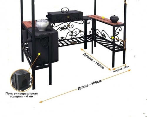Мангал-беседка Царский кованый с печью