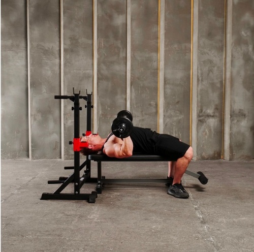 Прямая скамья со стойками под штангу DFC AKYEN