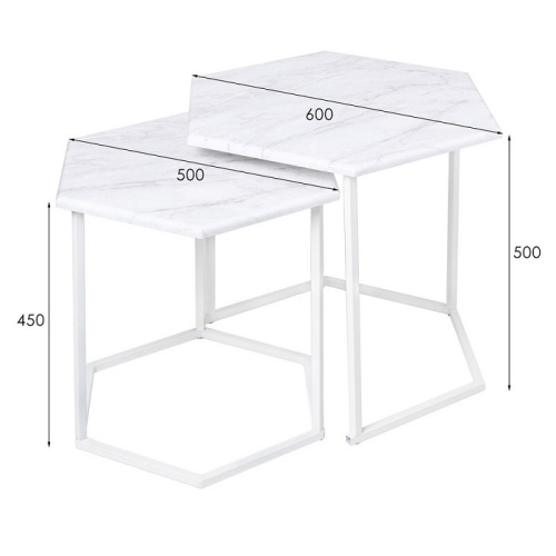 Стол журнальный МеталлАрт М003 белый мрамор 