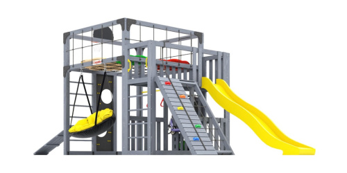 Детская площадка для дачи Савушка КУБ-3 Серый с подушками