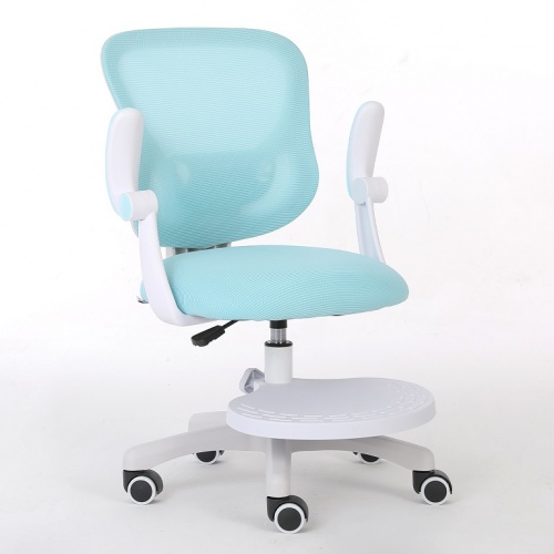 Кресло с регулировкой высоты Calviano Comfy голубое с подножкой 