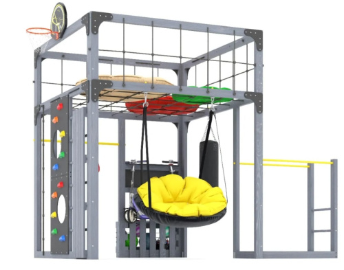 Детская площадка для дачи Савушка КУБ-1 Серый с подушками