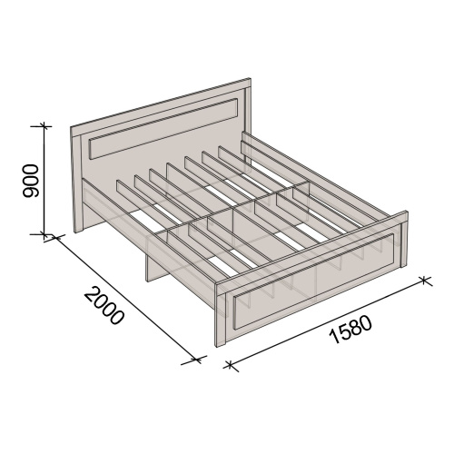 Кровать СН-120.03-1400 серый графит белый 