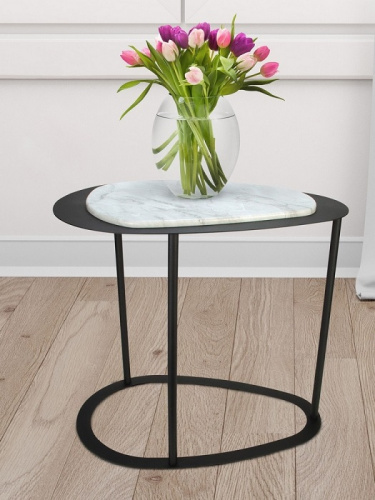 Стол журнальный МеталлАрт М024 белый мрамор 