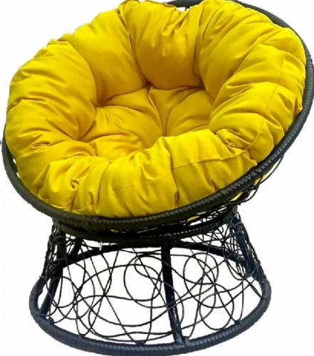 Кресло ПАПАСАН мини черный подушка желтый