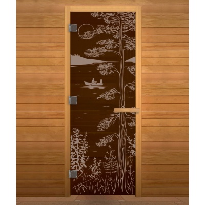 Дверь для бани Бронза Тайга 190х70 (8мм, 3 петли 710) (ОСИНА) левая