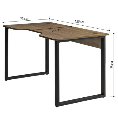 Стол геймерский Гонконг ДТ-3 120x70x75 дуб табачный металл черный 