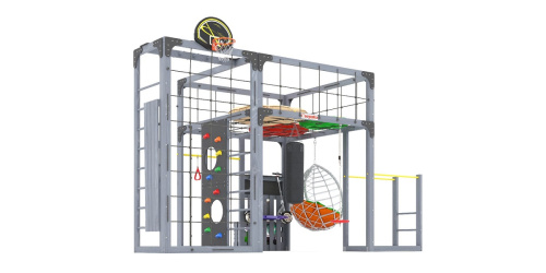 Детская площадка для дачи Савушка КУБ-2 Серый с подушками и коконом