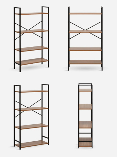 Стеллаж Leset Стилвуд 24 широкий 4 полки черный орех лион светлый 
