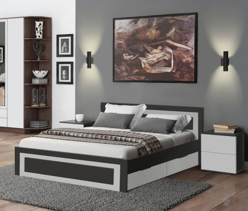 Кровать СН-120.03-1200 серый графит белый 