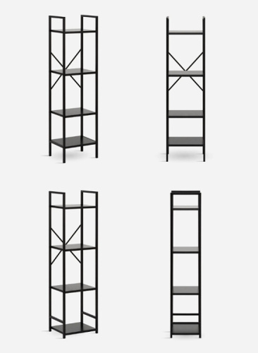 Стеллаж Leset Стилвуд 14 узкий 4 полки черный 