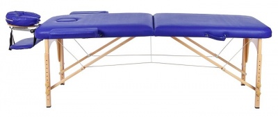 Массажный стол складной 2-с деревянный 70 см синий